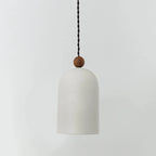 Belroven Pendant — Ivory Dome, Walnut Bead Pull, Black Cord