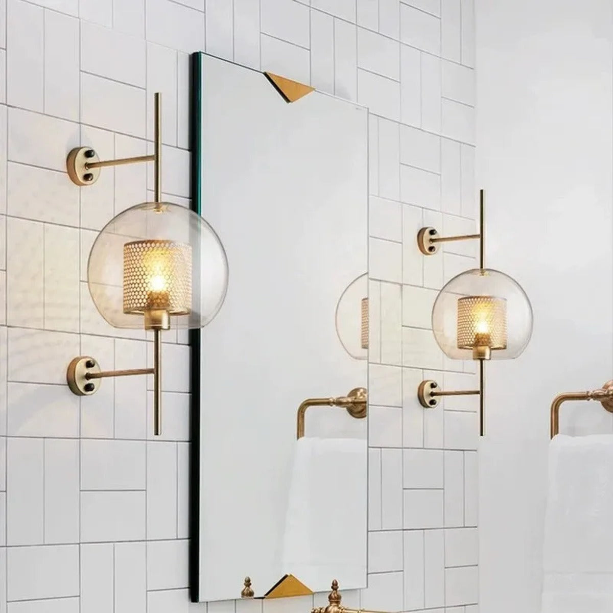 Honeycomb Cage Glass Globe Wall Sconce – Devorn – Product Detail 5