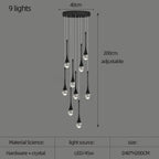 Crystal Raindrop Spiral Chandelier – Lumenvault – Size Chart, 9 Lights