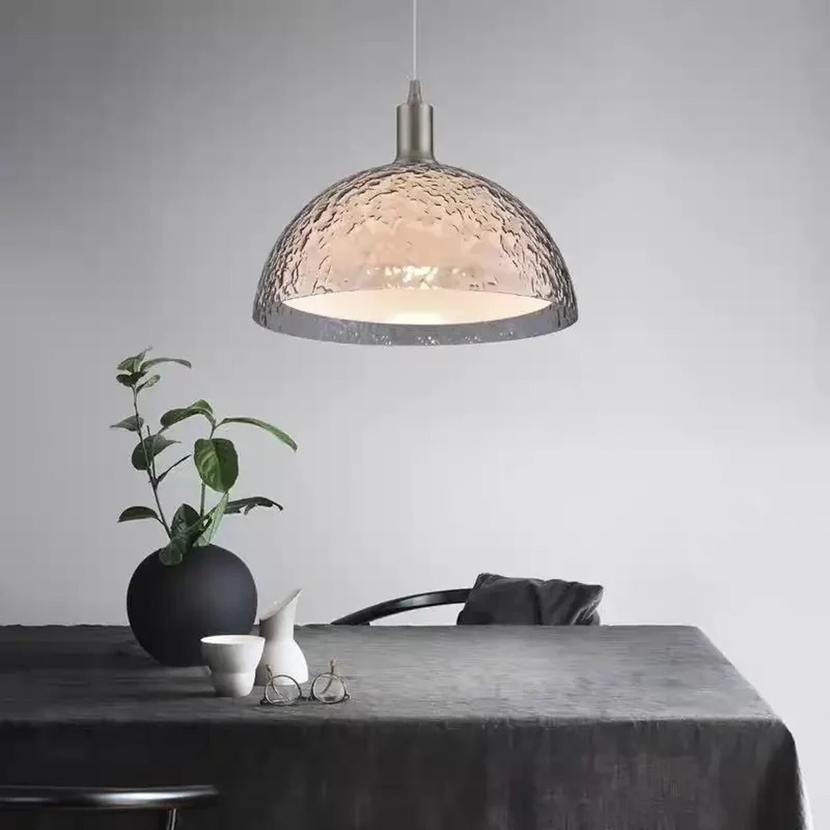 Hammered Glass Dome Pendant Light – Convex – Hero Shot