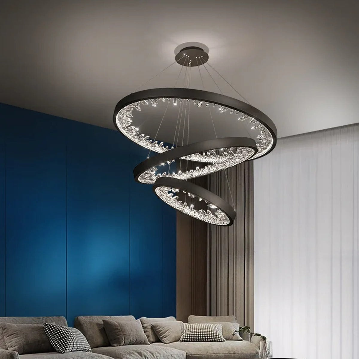 Multi-Ring Crystal Fringe Chandelier – Mevorath – Lifestyle View 2