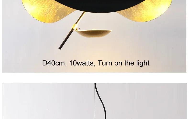 Gold Leaf Wing Pendant Light – Mantaro – Black & Gold Ø40cm