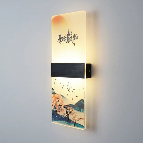 Chinese Ink Art Backlit Wall Sconce – Chinori – Hero Shot