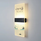 Chinese Ink Art Backlit Wall Sconce – Chinori – Lifestyle View 2
