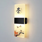 Chinese Ink Art Backlit Wall Sconce – Chinori – Winter Snow Blossom Motif