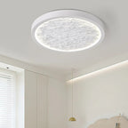 Wabi-Sabi Textured Ring Flush Ceiling Light – Zenithor – White finish in living space