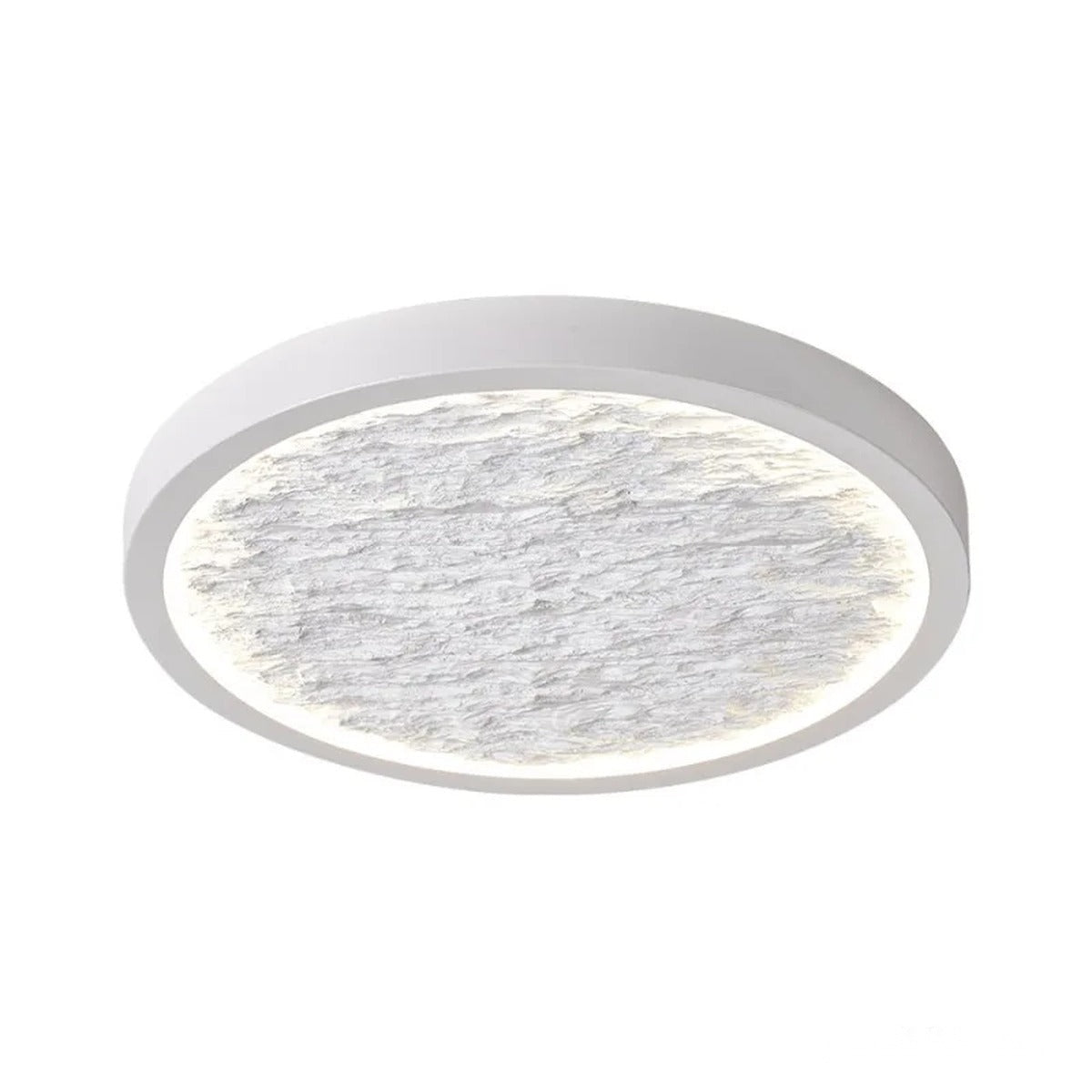 Wabi-Sabi Textured Ring Flush Ceiling Light – Zenithor – White finish studio shot