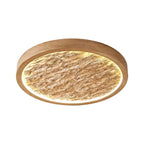 Wabi-Sabi Textured Ring Flush Ceiling Light – Zenithor – Wood-tone finish studio shot