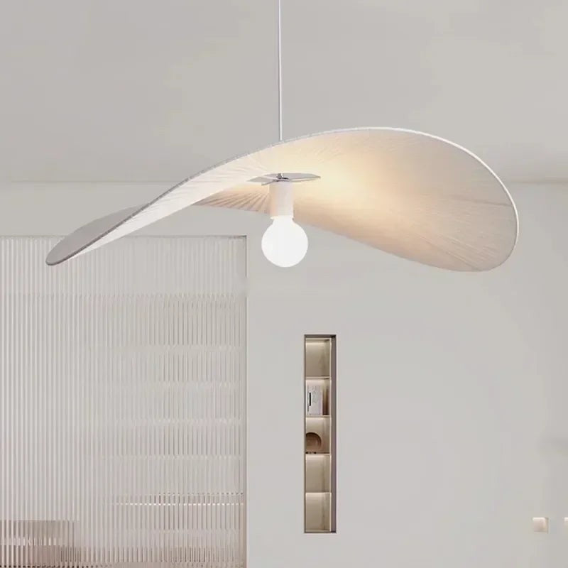 Galivora pleated wave pendant light in White finish in a living room