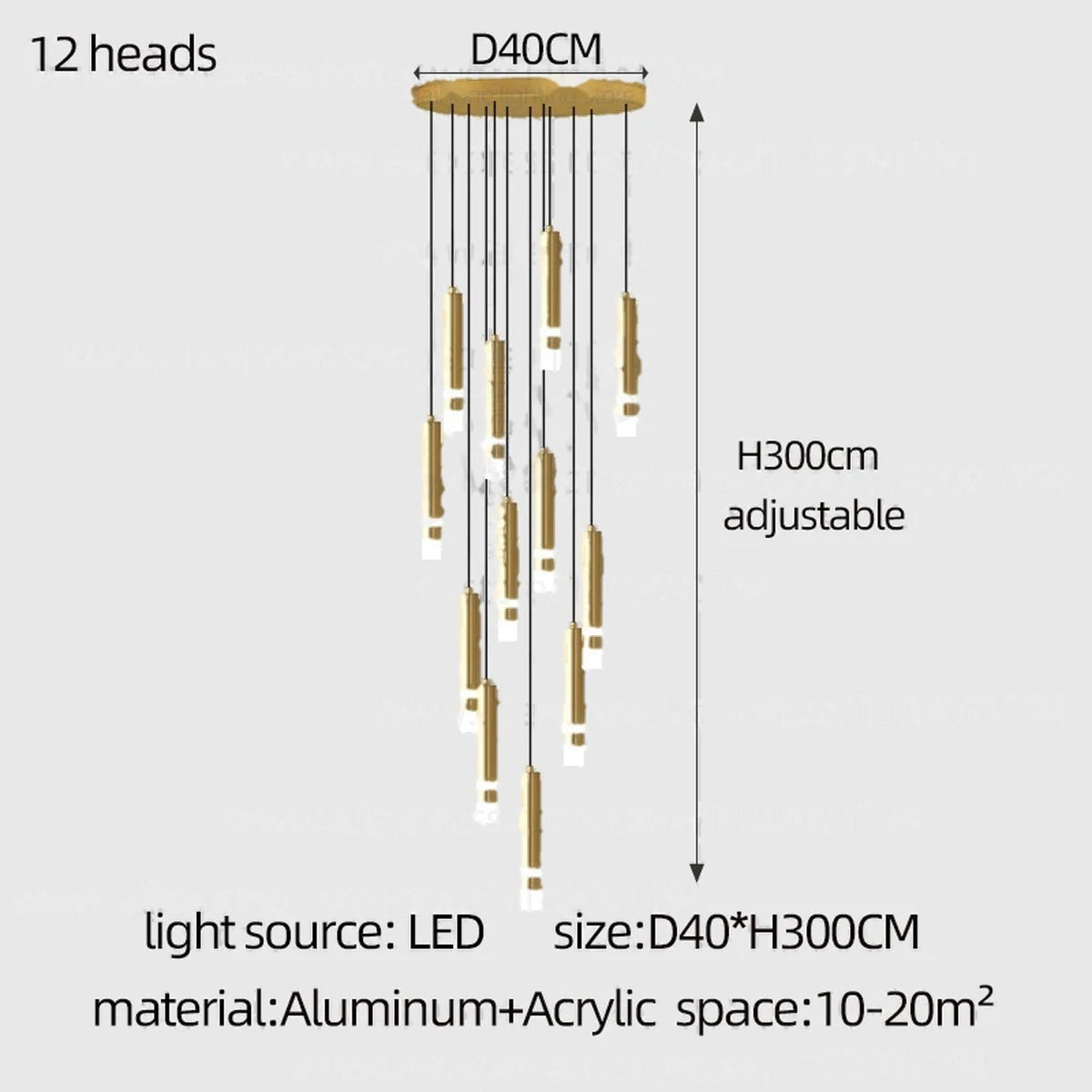 Gold Cylinder Cluster Pendant Chandelier – Prismarc