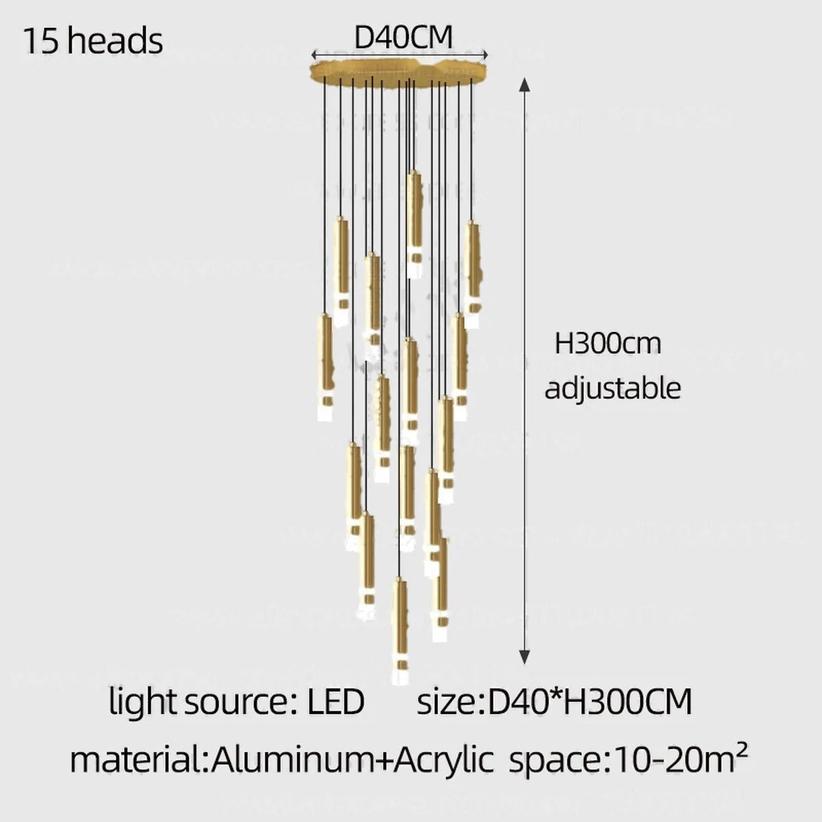 Gold Cylinder Cluster Pendant Chandelier – Prismarc