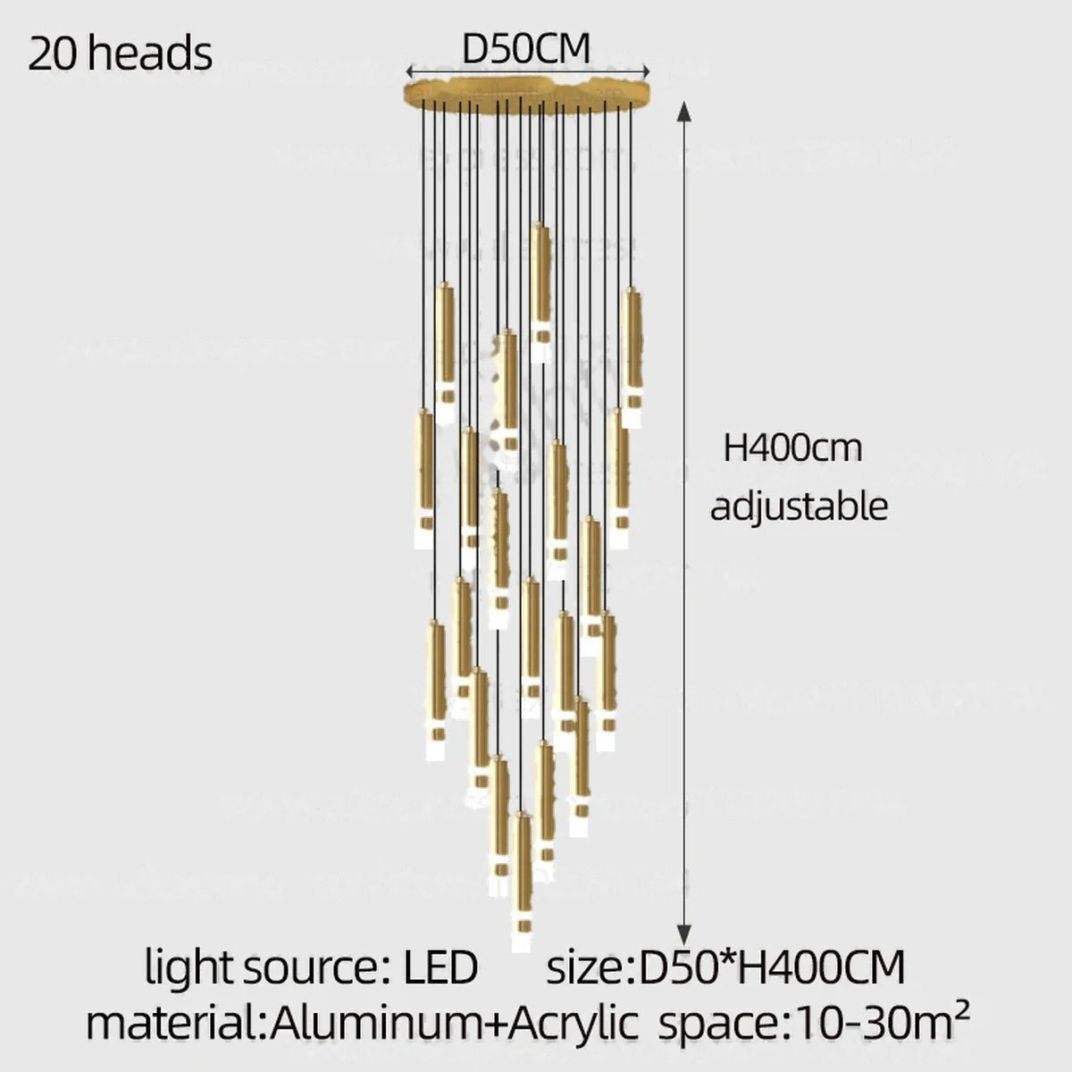 Gold Cylinder Cluster Pendant Chandelier – Prismarc