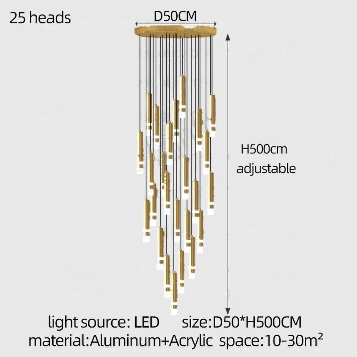 Gold Cylinder Cluster Pendant Chandelier – Prismarc