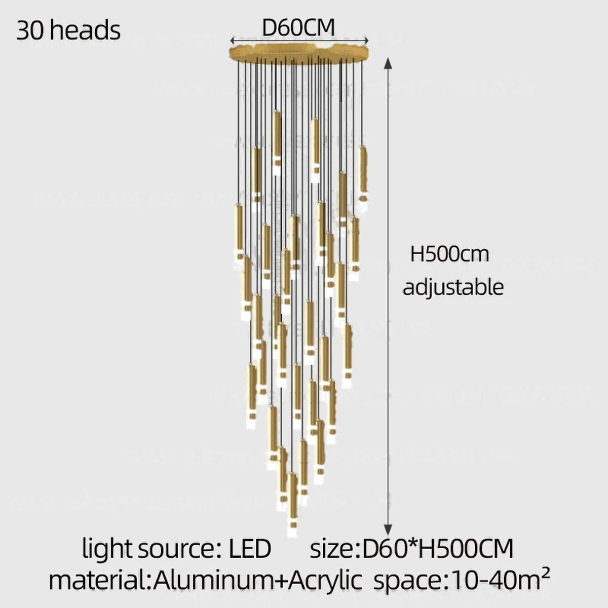 Gold Cylinder Cluster Pendant Chandelier – Prismarc