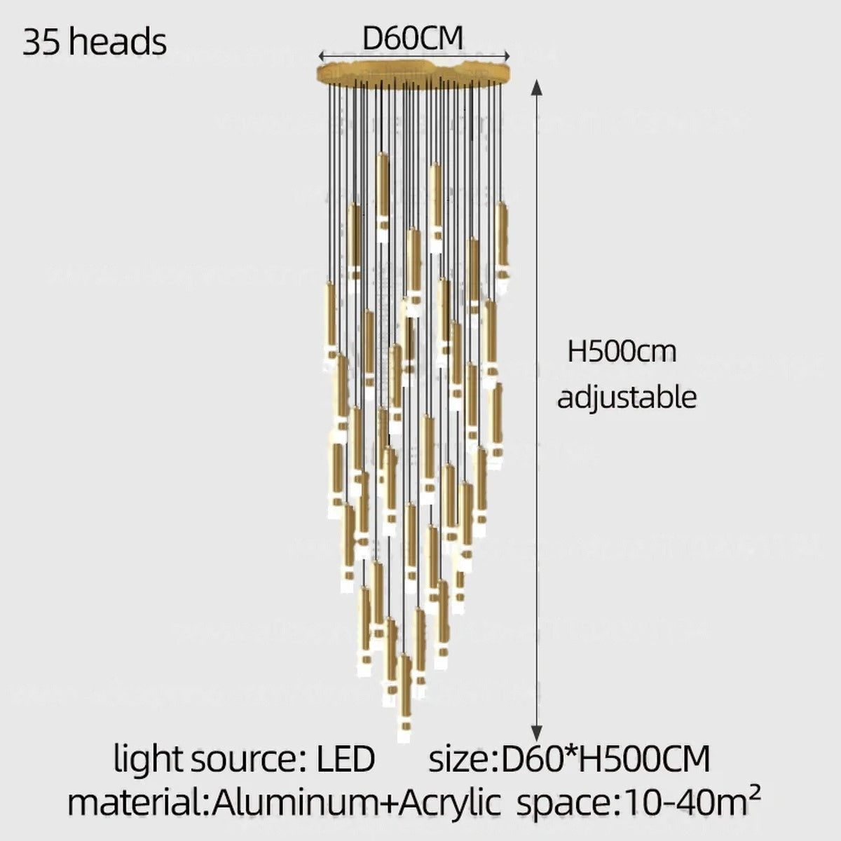 Gold Cylinder Cluster Pendant Chandelier – Prismarc