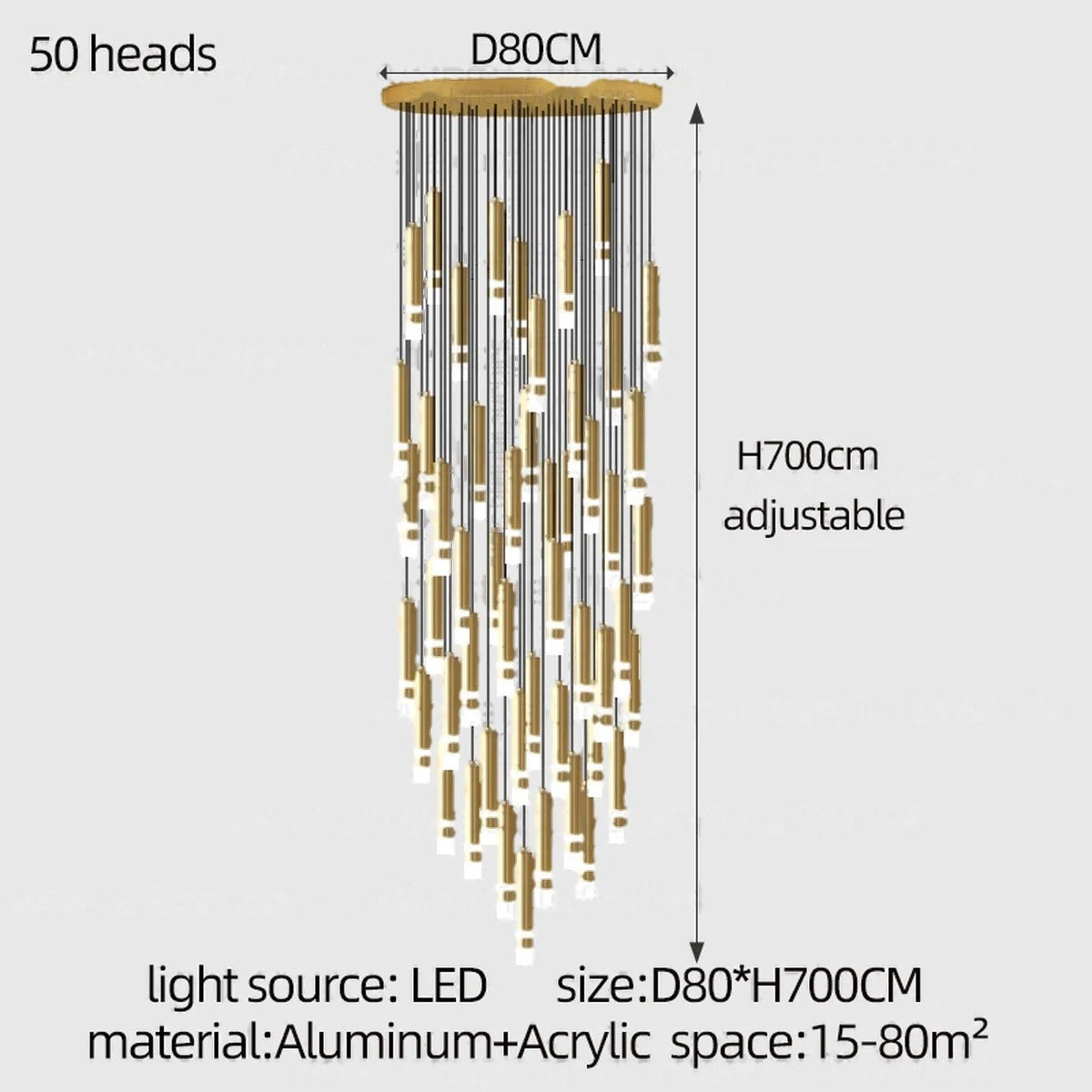 Gold Cylinder Cluster Pendant Chandelier – Prismarc