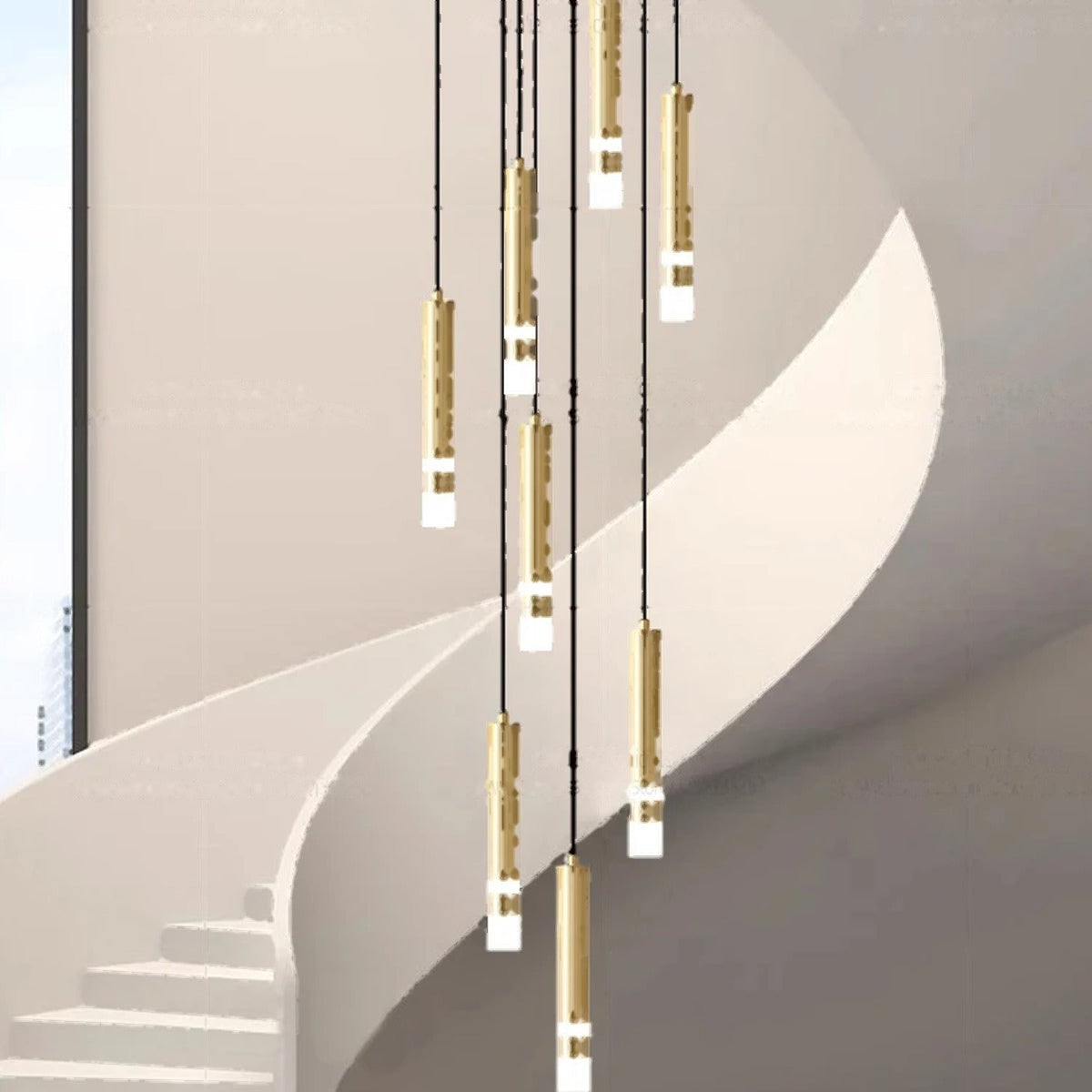 Gold Cylinder Cluster Pendant Chandelier – Prismarc
