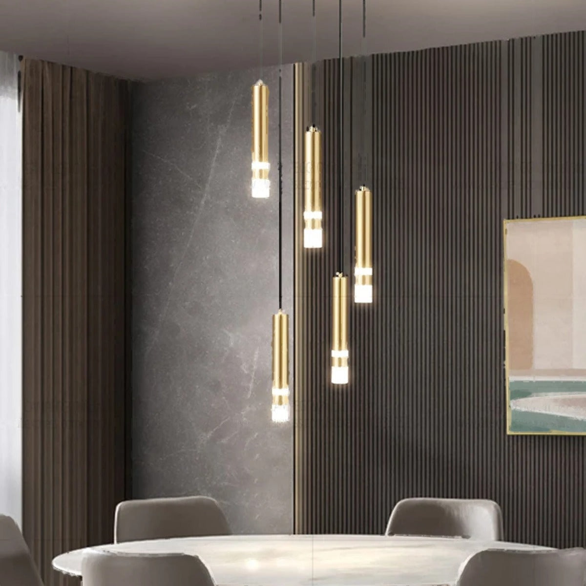 Gold Cylinder Cluster Pendant Chandelier – Prismarc