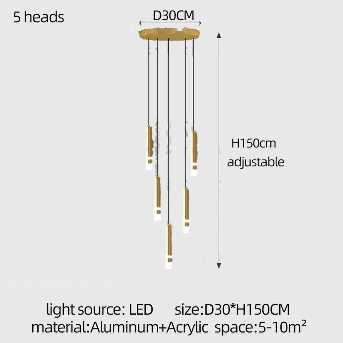 Gold Cylinder Cluster Pendant Chandelier – Prismarc