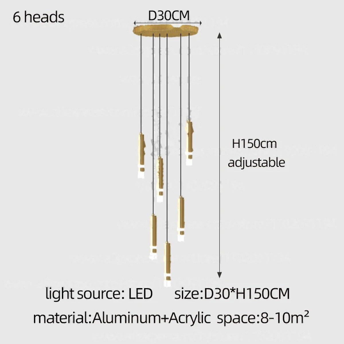 Gold Cylinder Cluster Pendant Chandelier – Prismarc
