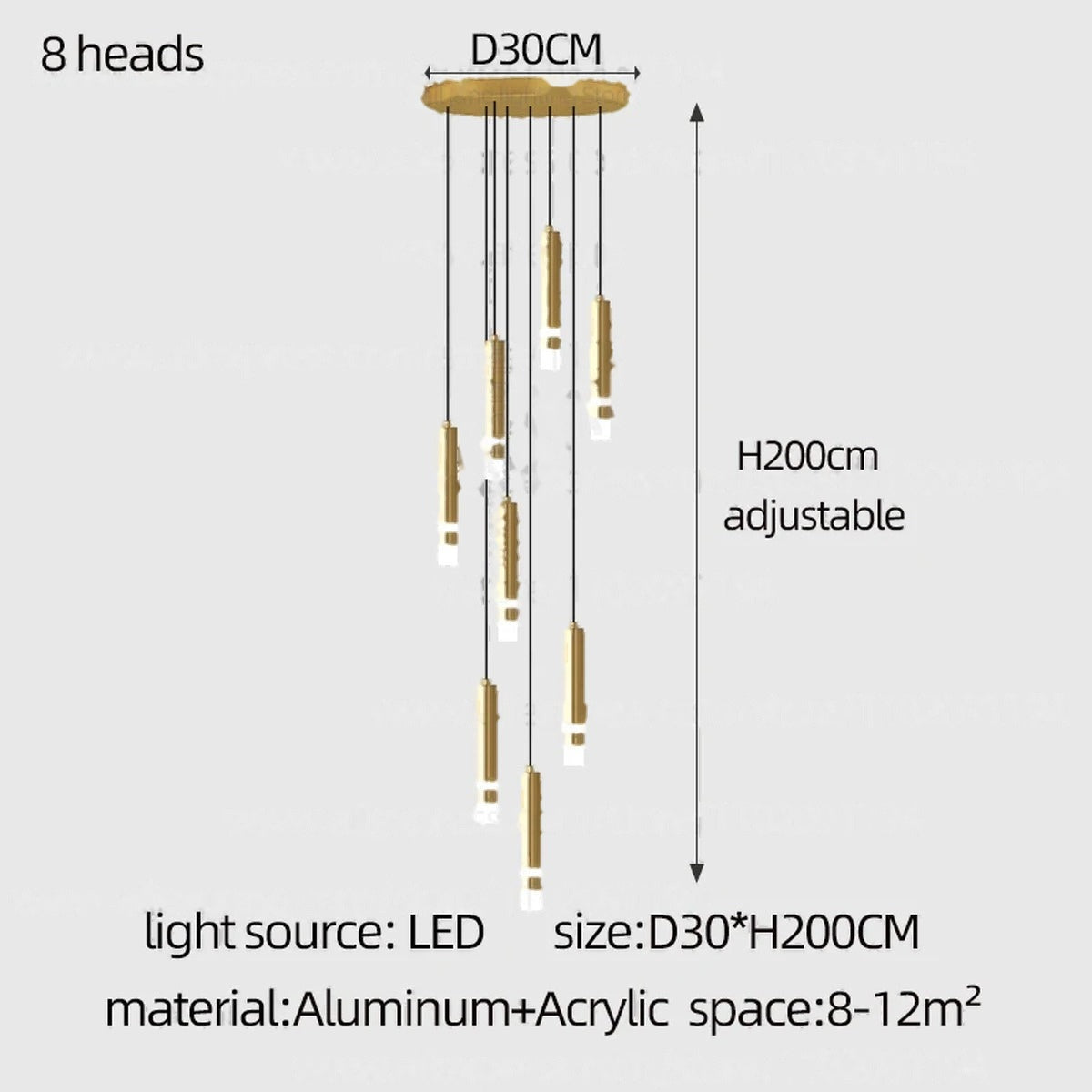 Gold Cylinder Cluster Pendant Chandelier – Prismarc