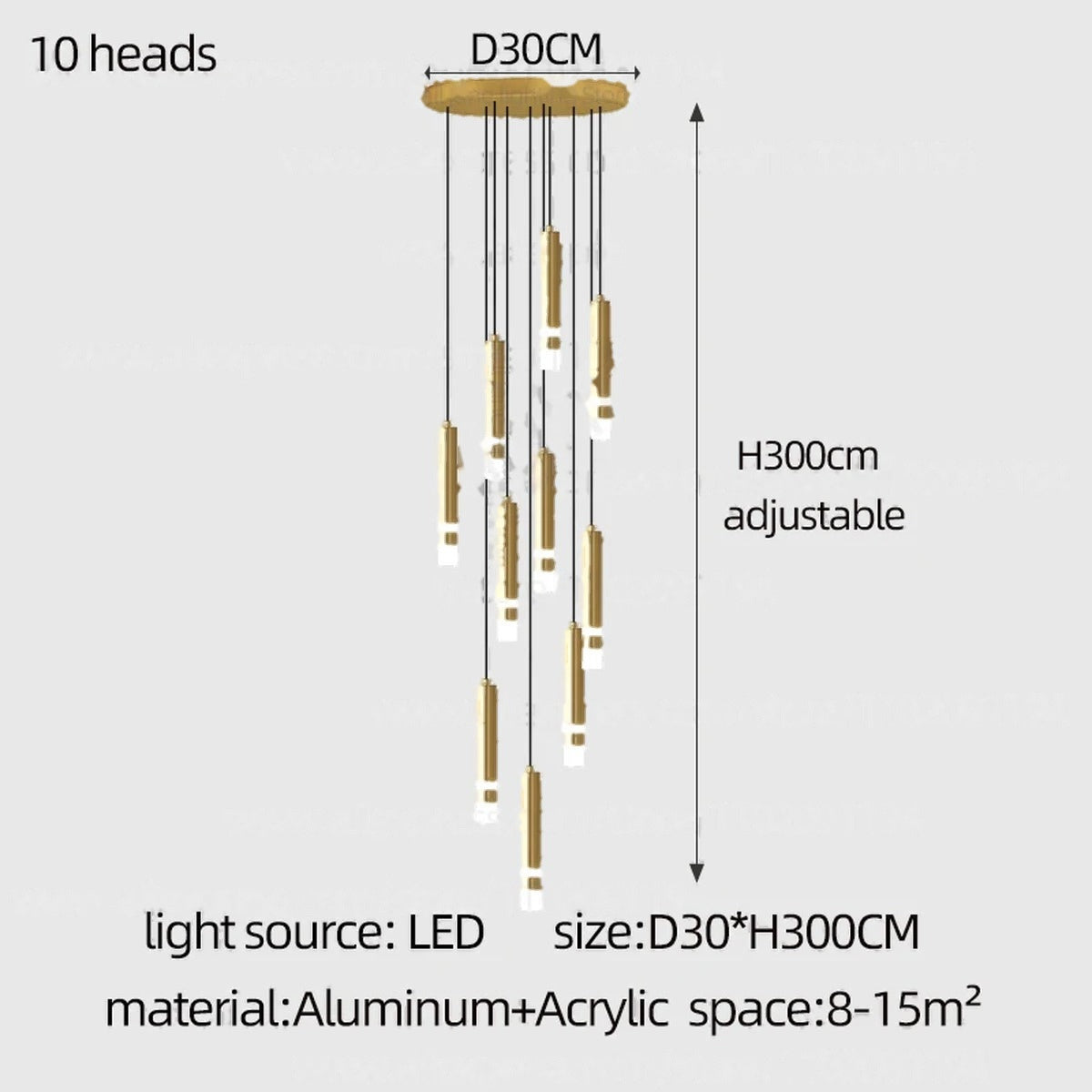 Gold Cylinder Cluster Pendant Chandelier – Prismarc