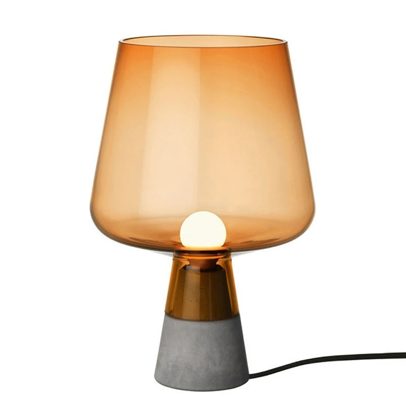 Smoked Glass & Concrete Base Table Lamp – Conrath – Brown Finish