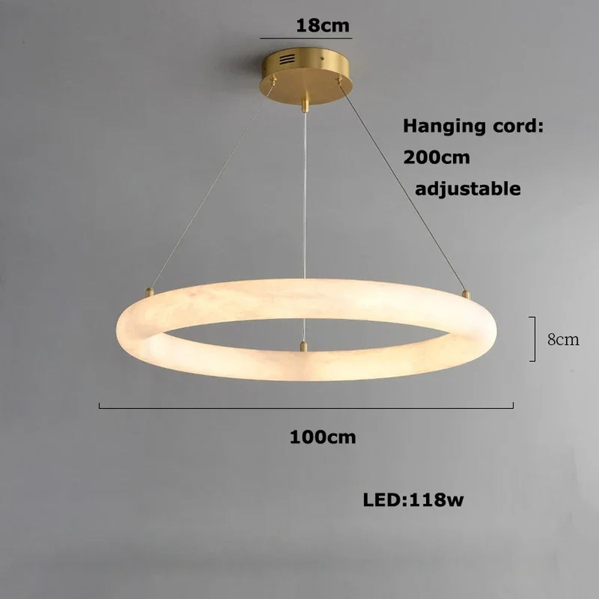 Alabaster Luminous Ring Chandelier – Crestia – Ø100cm Pendant