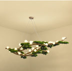 Veloris pine branch chandelier, 42-light large size, lit