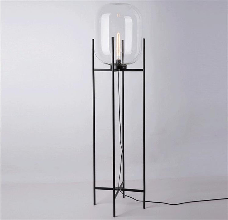 Smoked Glass Globe Floor Lamp Crucero – Transparent Glass, Tall Floor Version