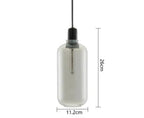 Czaelindra pendant light – Smoke Grey + Marble, Long, dimensions 11.2 x 26 cm