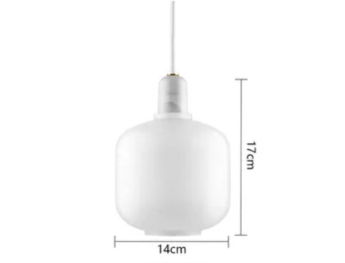 Czaelindra pendant light – White + Marble, Short, dimensions 14 x 17 cm