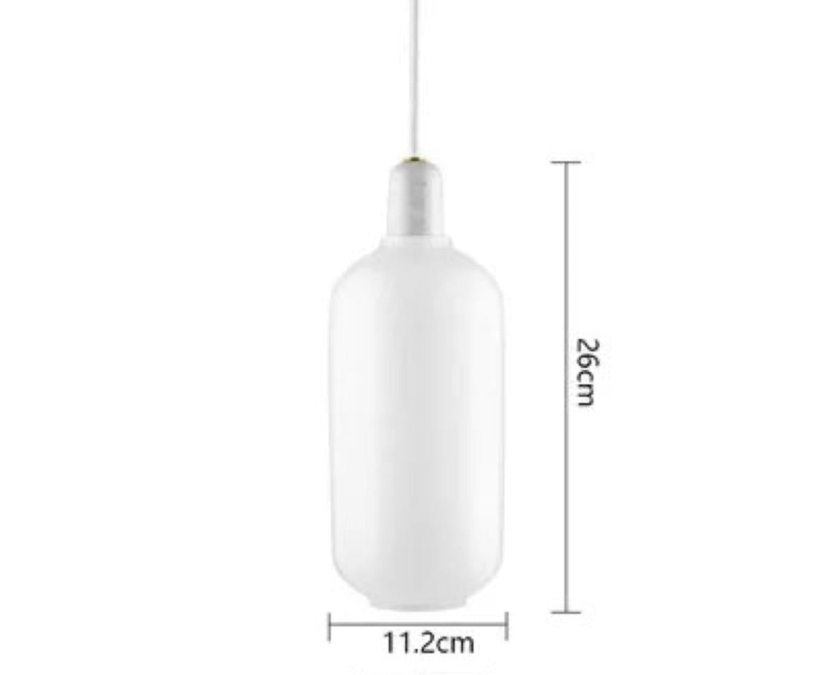 Czaelindra pendant light – White + Marble, Long, dimensions 11.2 x 26 cm