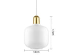 Czaelindra pendant light – White + Brass, Short, dimensions 14 x 17 cm
