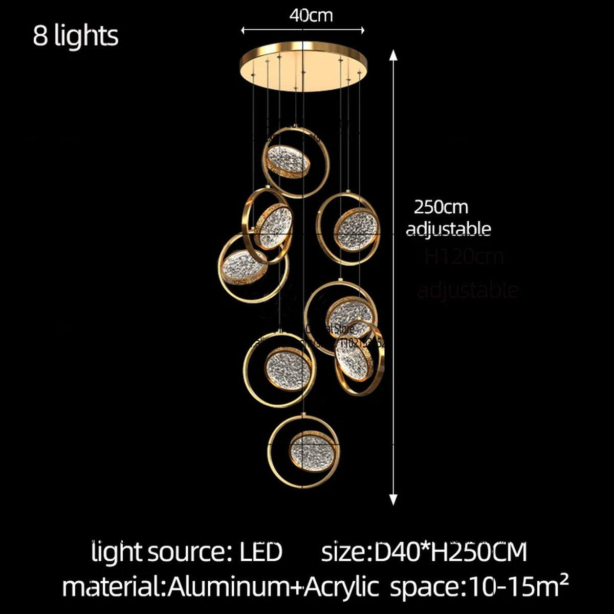 Gold Ring Faceted Disc Chandelier – Orbano – Product Detail 10