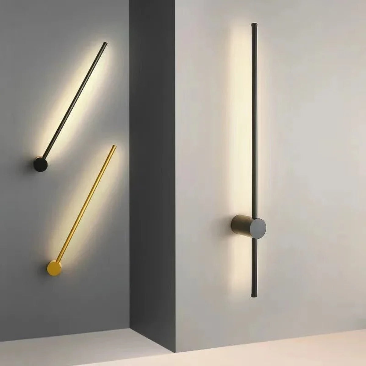 Adjustable Linear Aluminum Wall Sconce Luxara — Black and Brass, size comparison