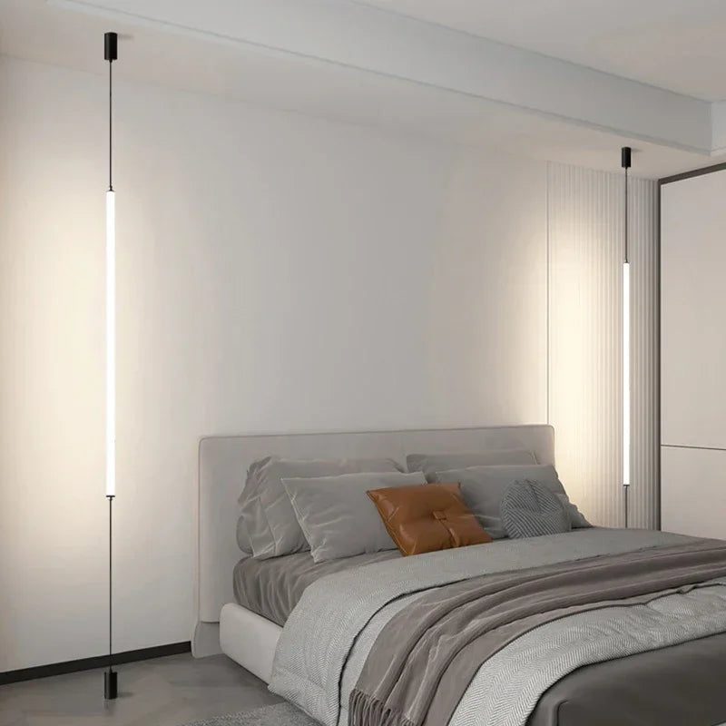 Slim Vertical LED Tube Pendant Light – Serenthis – Lifestyle View 3