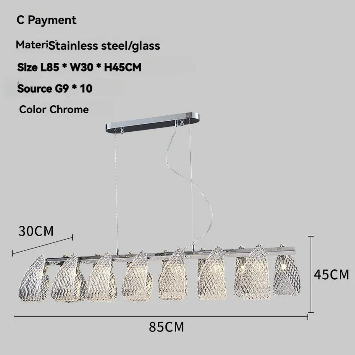 Chrome Mesh Ribbon Chandelier – Floramont – Product Detail 7