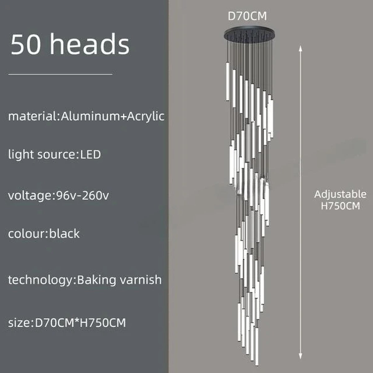Slim LED Cylinder Tube Pendant Cluster – Graviton – Product Detail 19