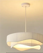 Sculptural Pleated Fabric Pendant Light – Camiran – Grey, 60 cm