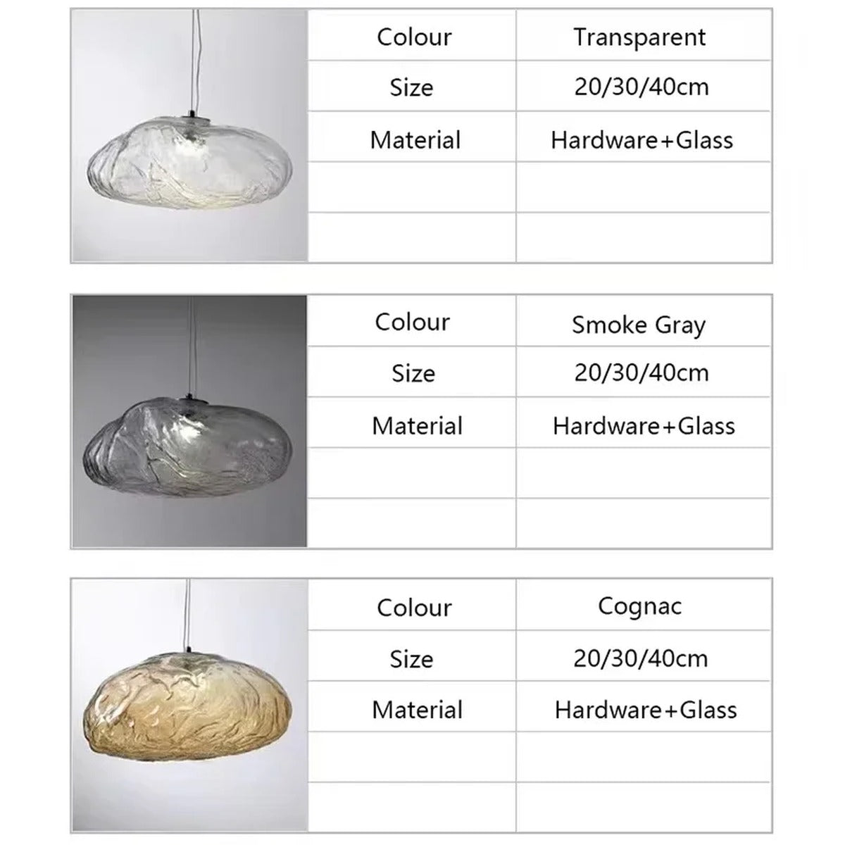 Rippled Glass Organic Pendant Light – Zolux – Product Detail 6