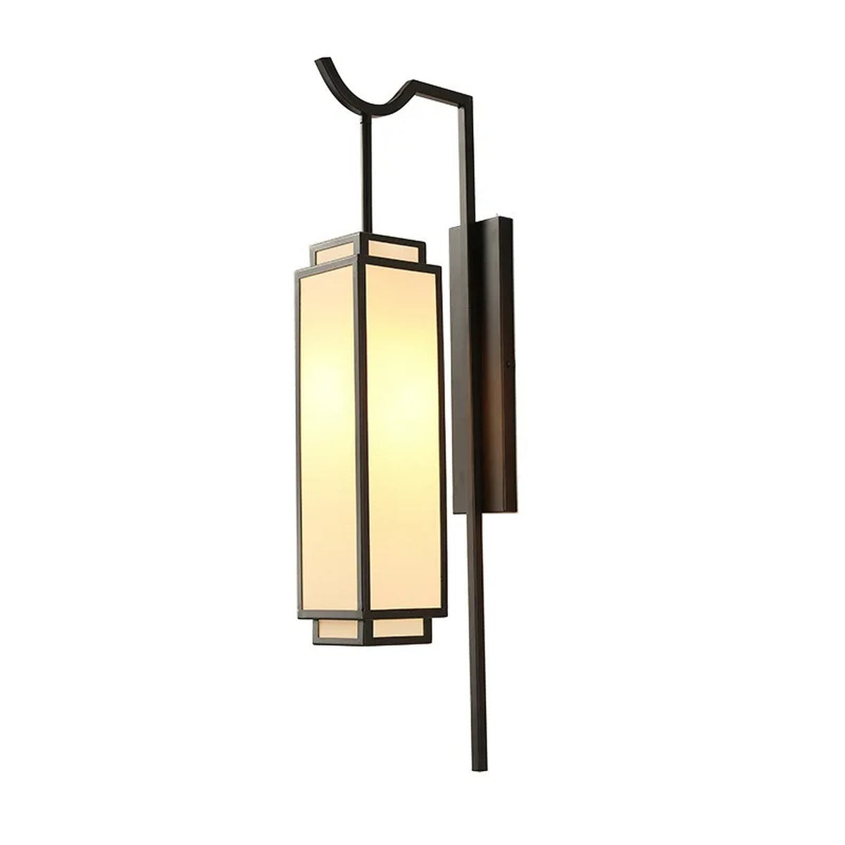 Luxeva lantern wall sconce in matte black, studio view