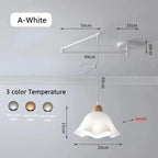 Swing-Arm Pendant Light – Galrex – Classic shade in white, dimensions and finish