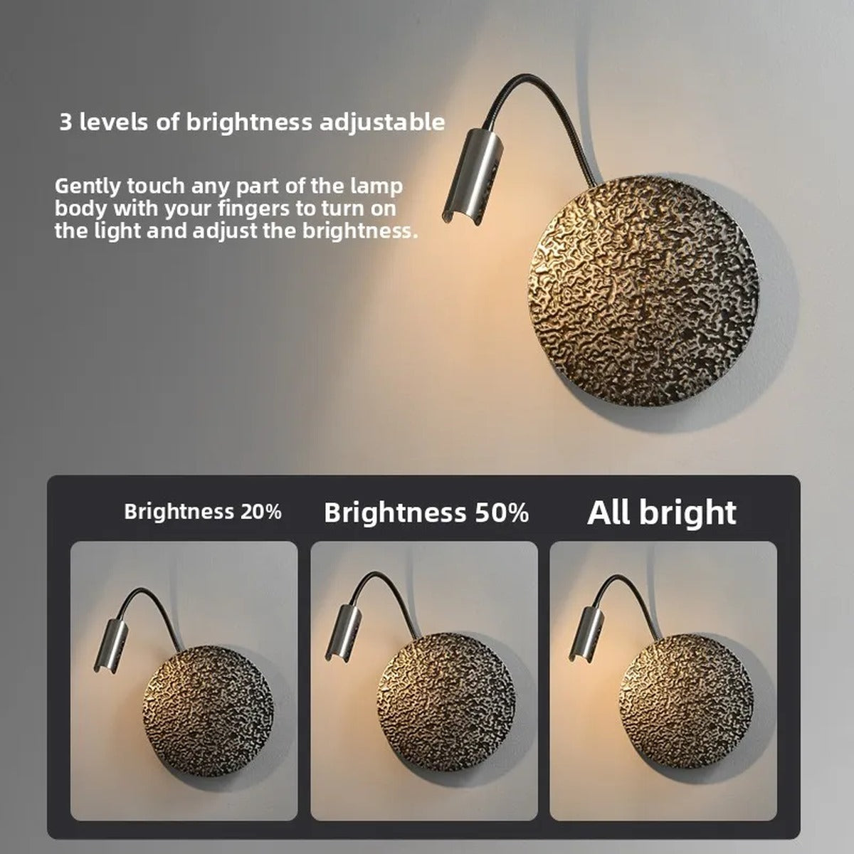Coral Disc Gooseneck Reading Wall Sconce – Bevorith – Lifestyle View 3