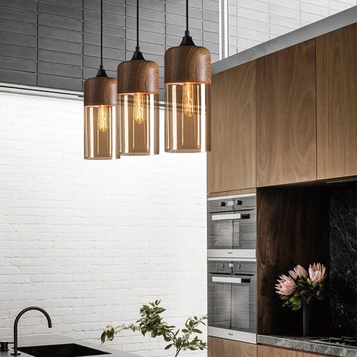 Nordic Wood & Glass Pendant Light – Qolux – Product Detail 5