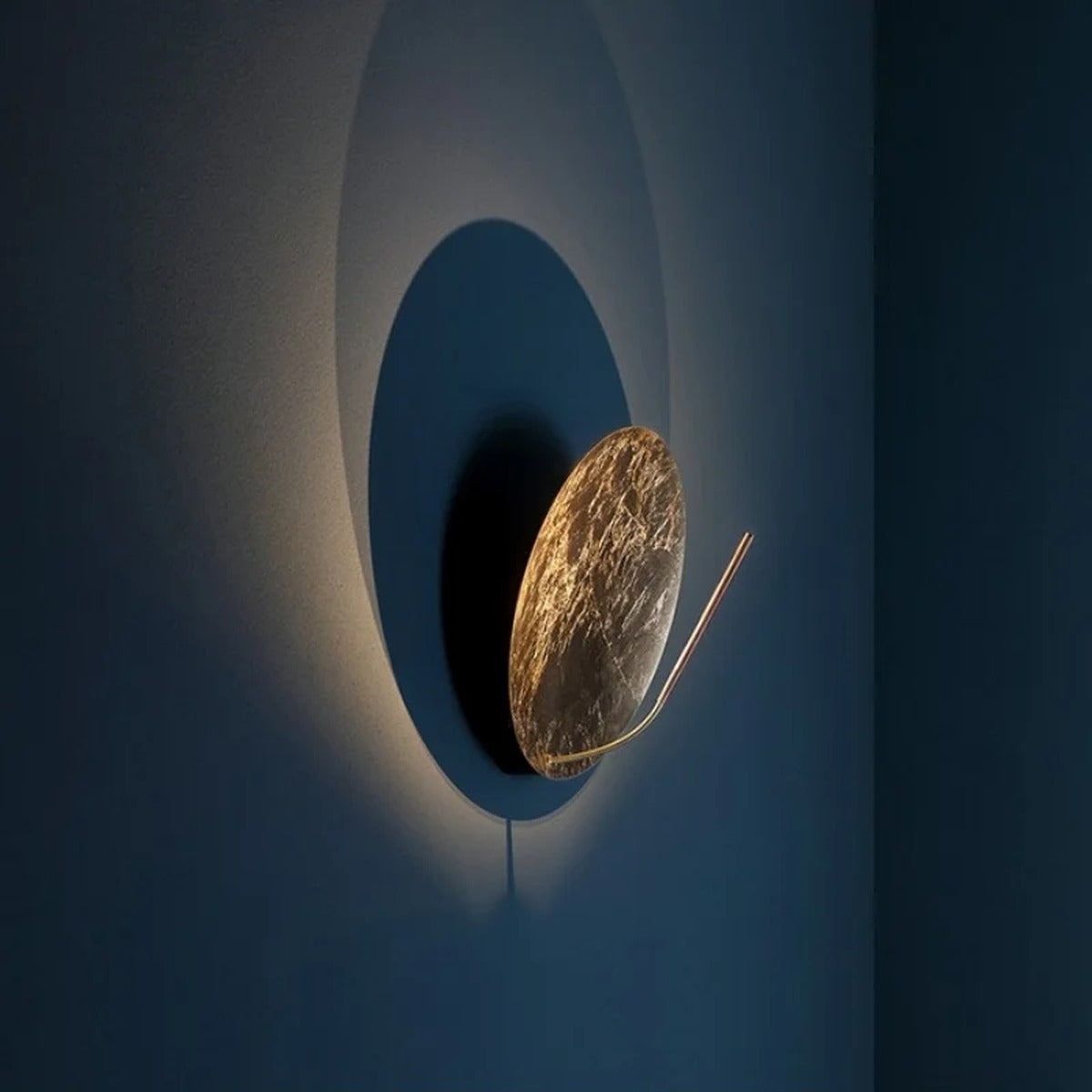Gold Foil Disc Ambient Wall Sconce – Yarlion – Lifestyle View 2