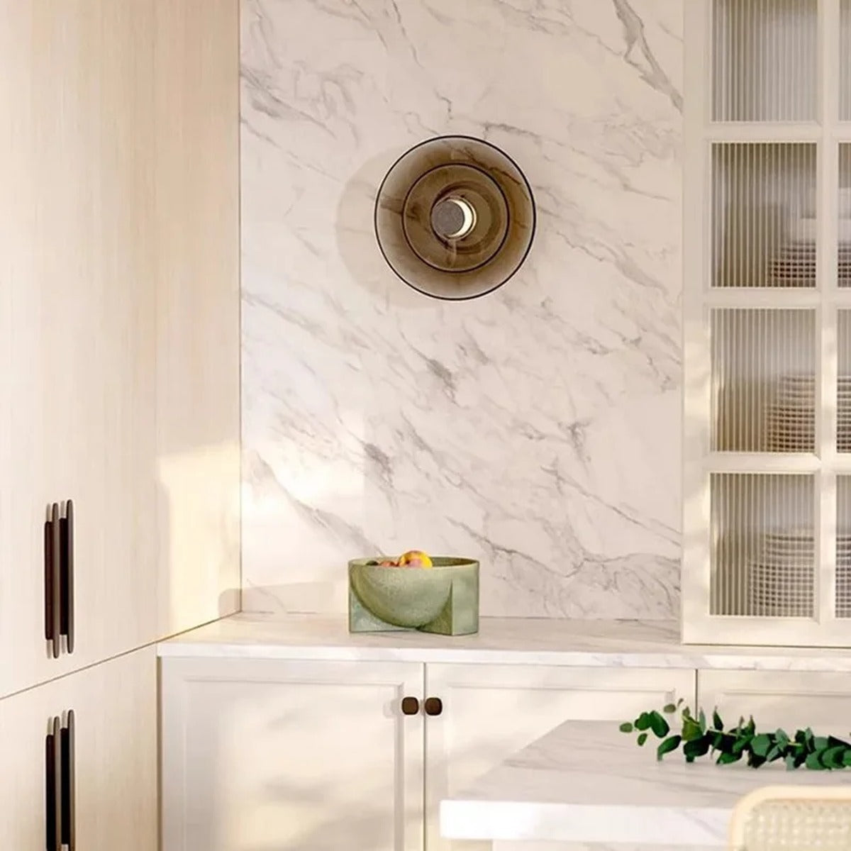 Smoked Glass Disc Brass Bar Wall Sconce – Cevanix – Product Detail 5