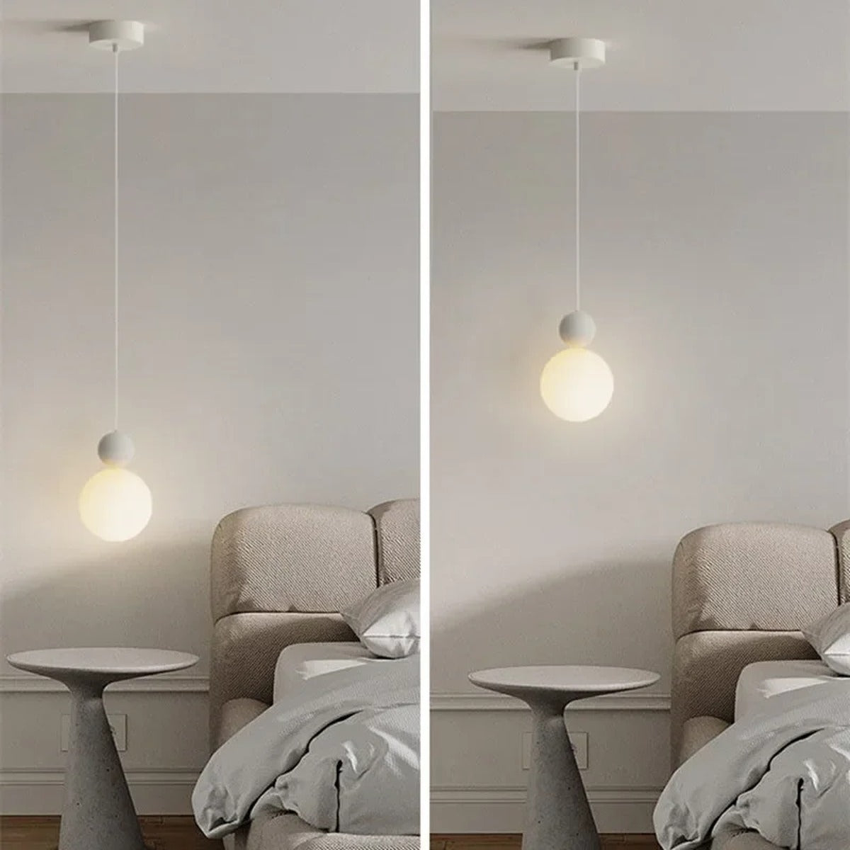 Luniva pendant light — adjustable cord length comparison