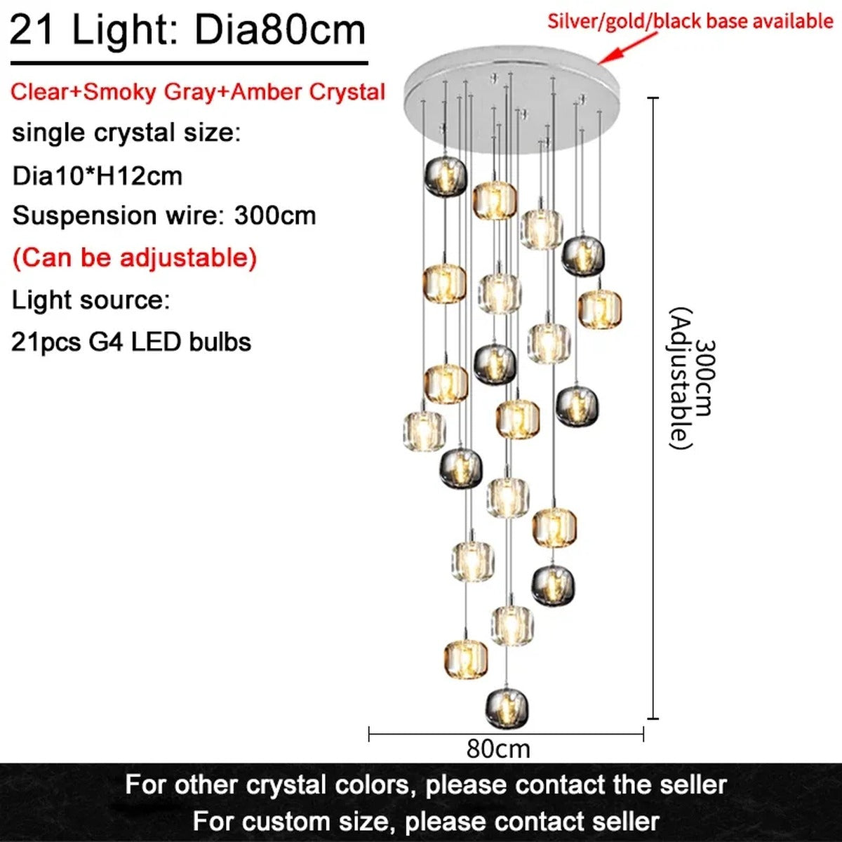 Crystalline Cascade Pendant Light Harvix – Product Detail 13