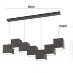Evrixon cube cluster pendant — 7-head, all-black finish, 80 cm span